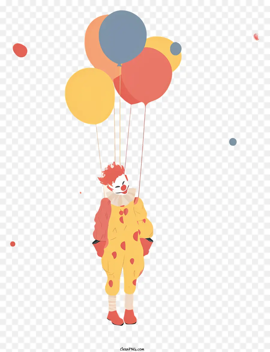 Clown mit Luftballons Cartoon Charakterballons Farben lächeln - Cartooncharakter hält fröhlich bunte Luftballons - ätherisch