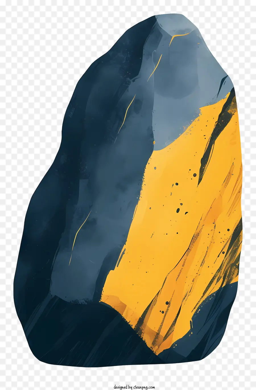 rock painted rock blue and yellow stripes large rock drips of paint