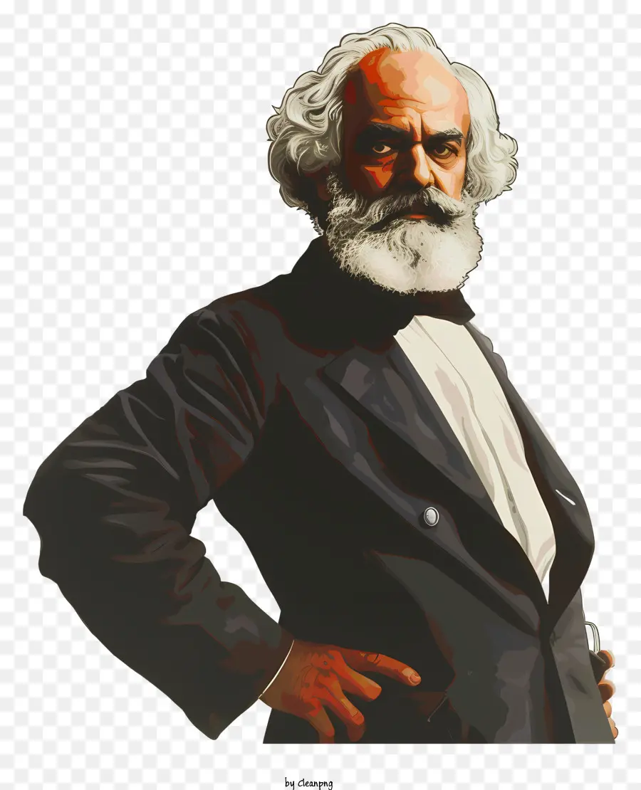Karl Marx - Stoischer Mann im Smoking mit langem Bart