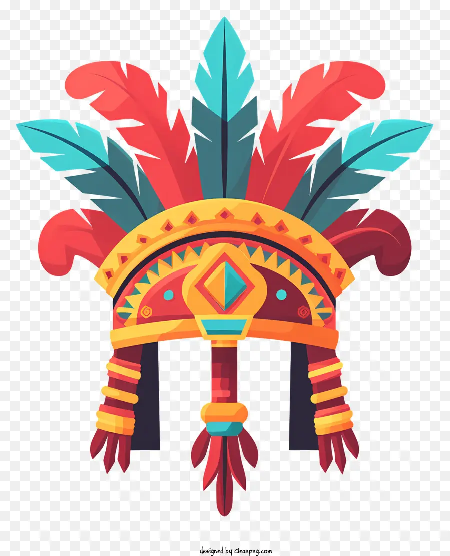Inka -Empire -Kopfbedeckung gefiederter Kopfschmuck verzierte Federn komplizierter Design traditioneller Stil - Bunte federierte Kopfschmuck -Illustration für die Dekoration geeignet