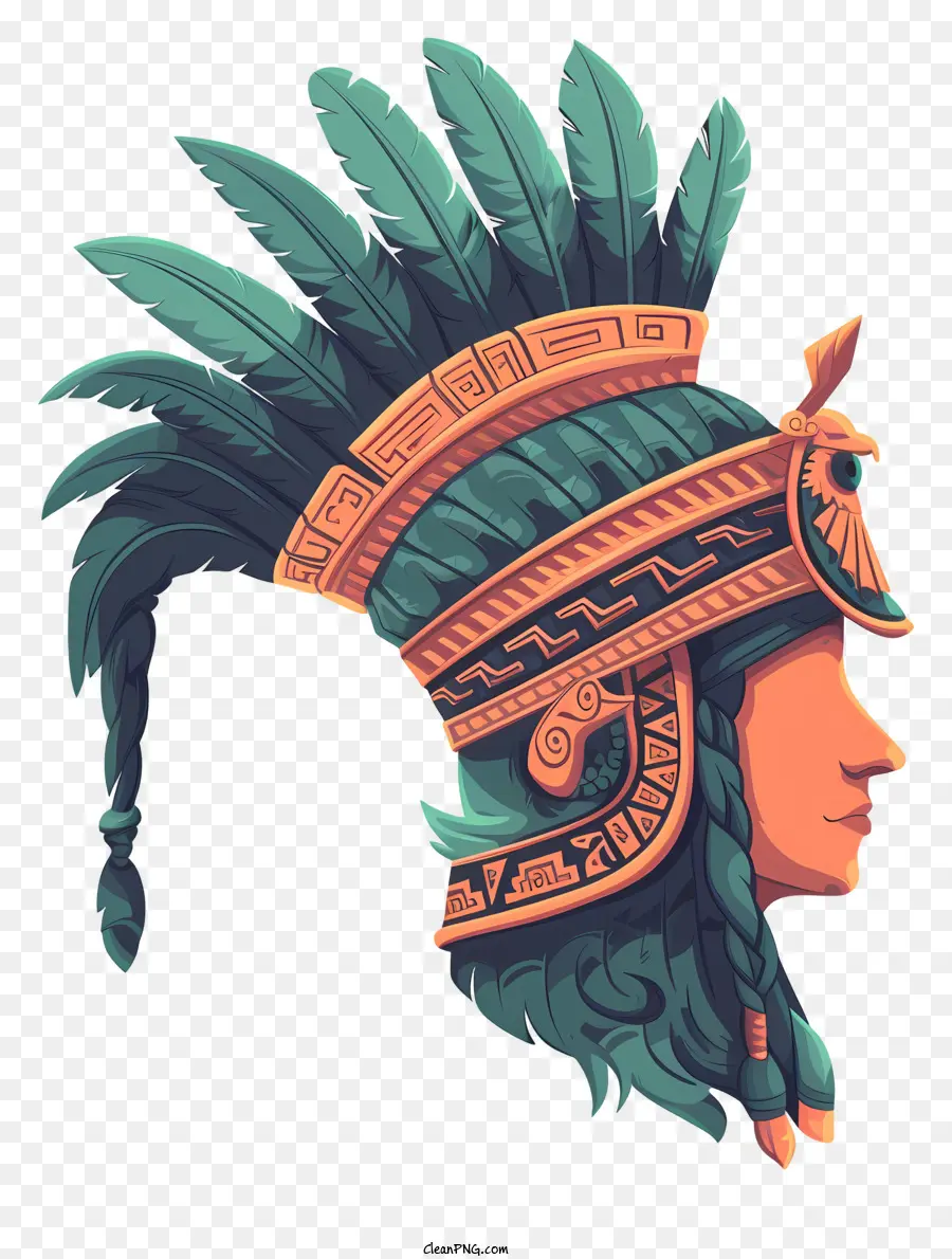 Inca Empire Headgear Người đứng đầu người Mỹ bản địa trong cái mũ dài lượn sóng với áo choàng phức tạp hoa văn phức tạp - Người trong mũ với động vật trong rừng