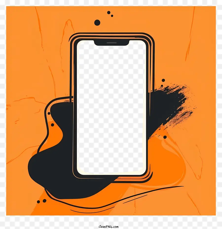IPhone Frame Phone Painting Black Screen Telefono Orange Sfondo Telefono Schermata del telefono dipinto - Sfondo arancione con schermo nero, gocciolamenti dipinti