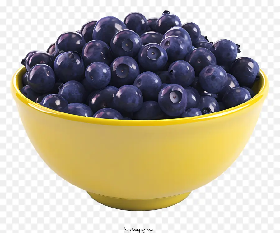 Blueberry Blueberries fresca ciotola di mirtilli di mirtilli giallo ciotola di plastica gialla - Mirtilli freschi nella ciotola di plastica gialla