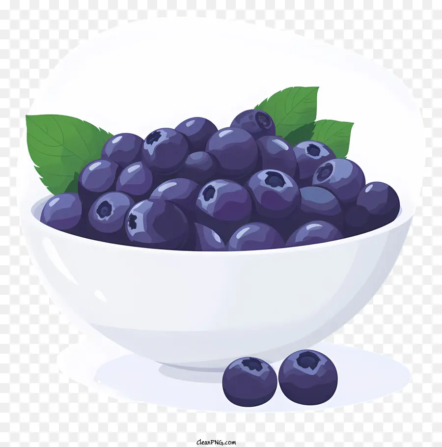 Blueberry Blueberries ciotola foglie verdi Blueberries grassoccia - Mirtilli nella ciotola bianca con foglie verdi