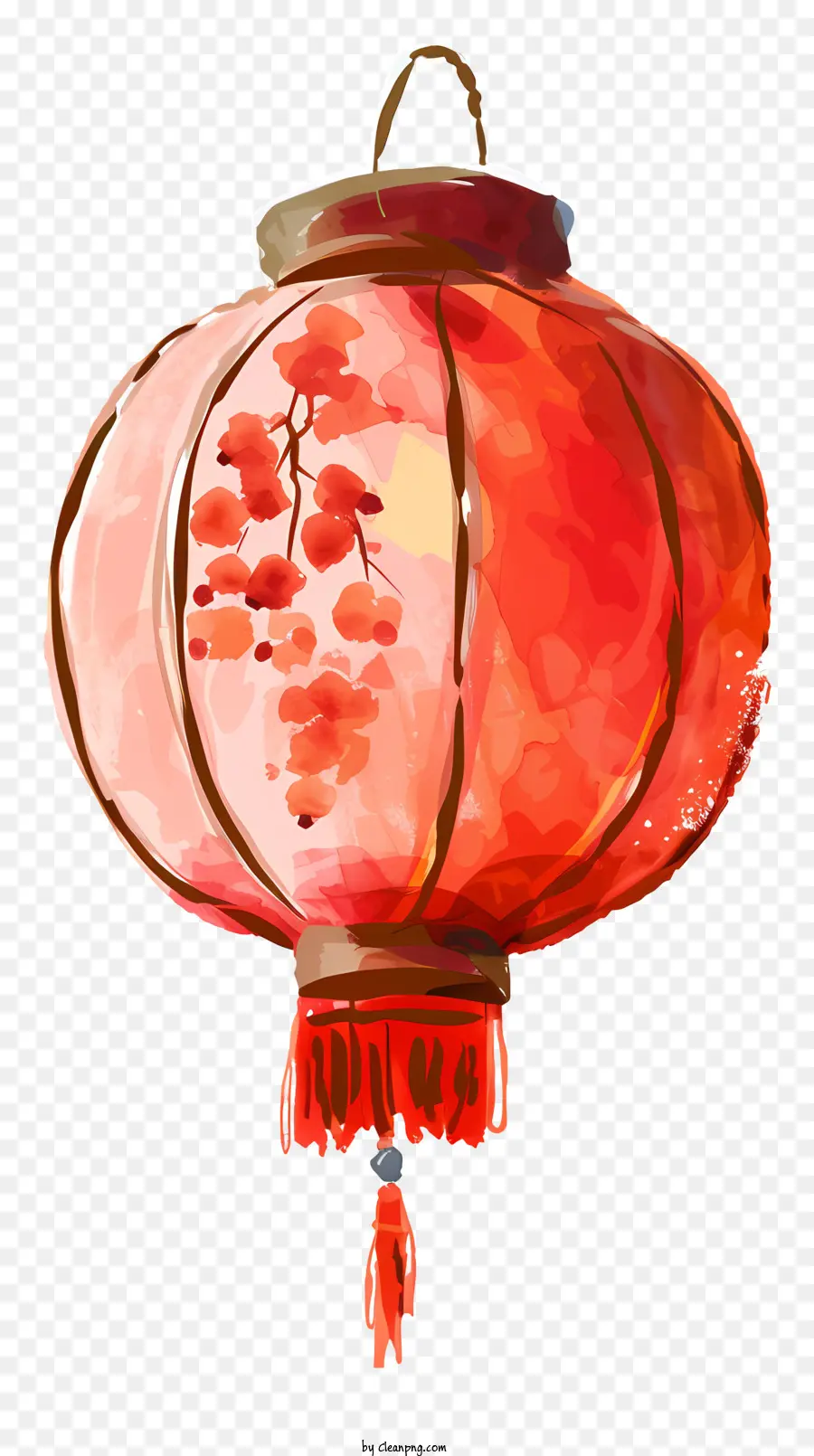 lanterna cinese - Lanterna cinese rossa con accenti d'oro e frangia