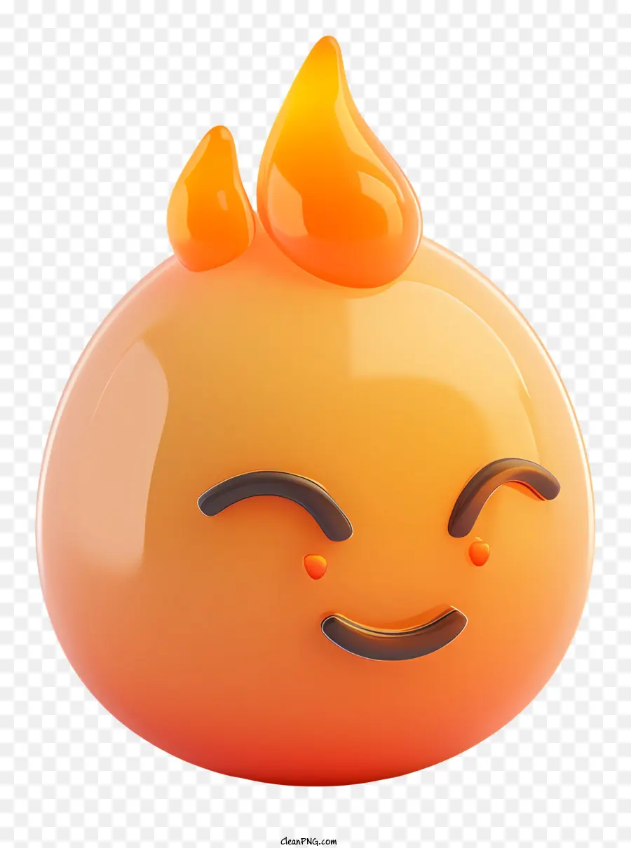 smiley Gesicht - Lächelnder orangefarbenes Gesicht mit Flammen auf der Seite