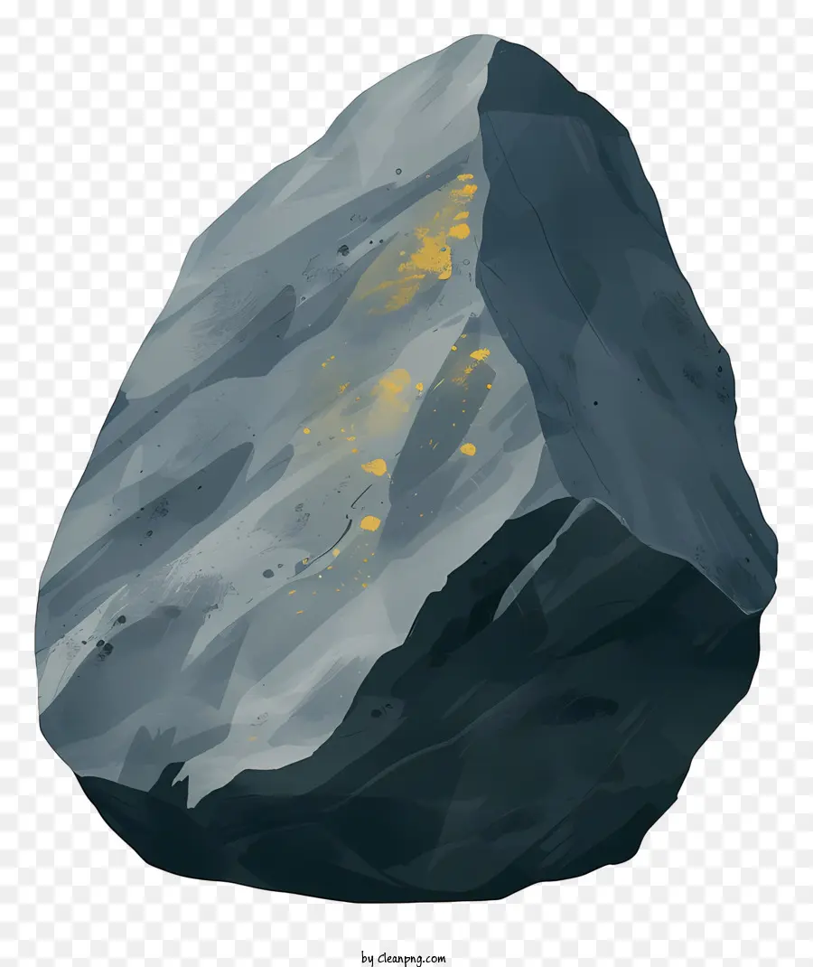 rock large gray rock yellow paint patches weathered rock smooth surface
