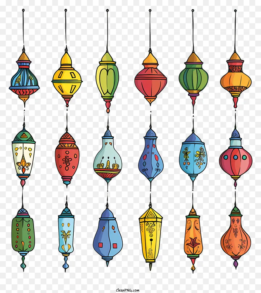Laterne Festival - Bunte chinesische Laternen mit verschiedenen Designs hängen