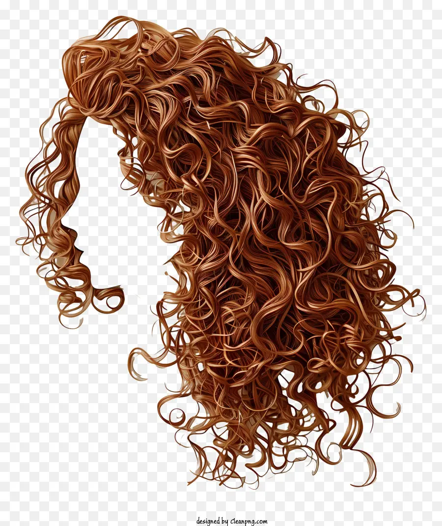 Perücke Frau langes Haar lockiges Haar rotes Haar - Digitale Illustration von Redhead Woman mit langem lockigem Haar