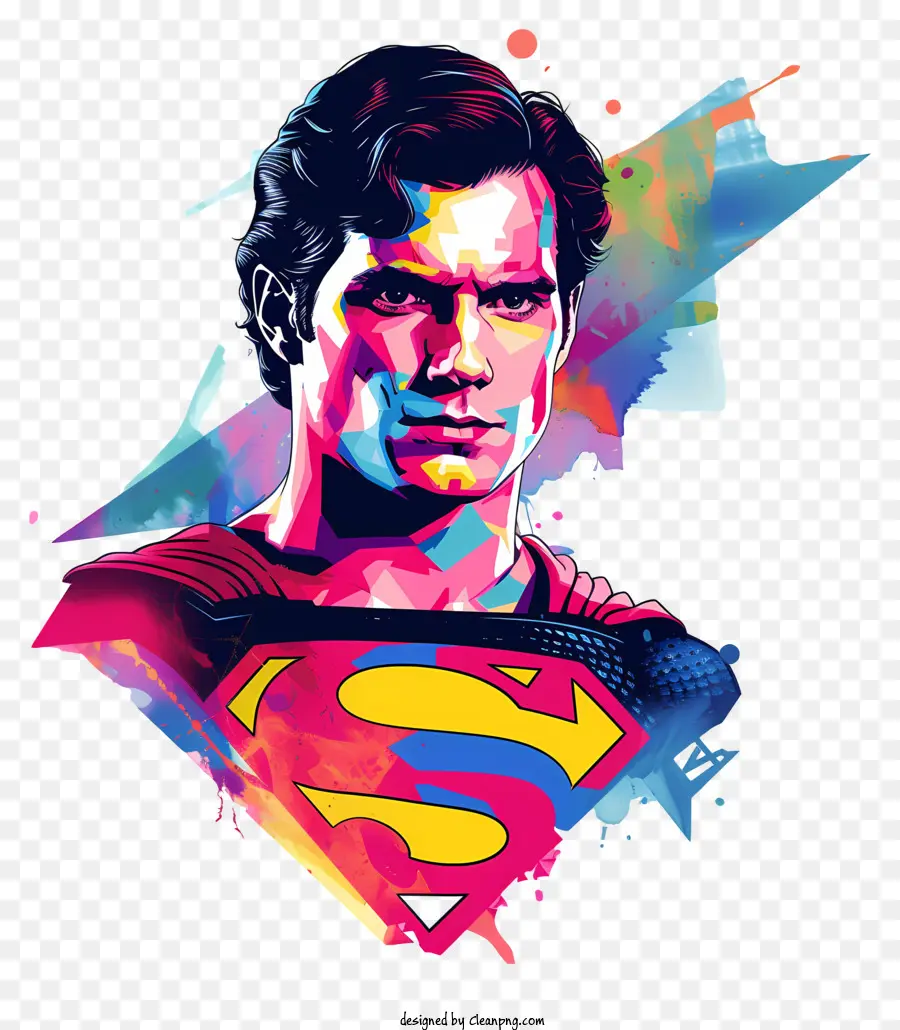 bunten hintergrund - Buntes Superman -Gemälde mit kraftvollem, muskulösem Körperbau