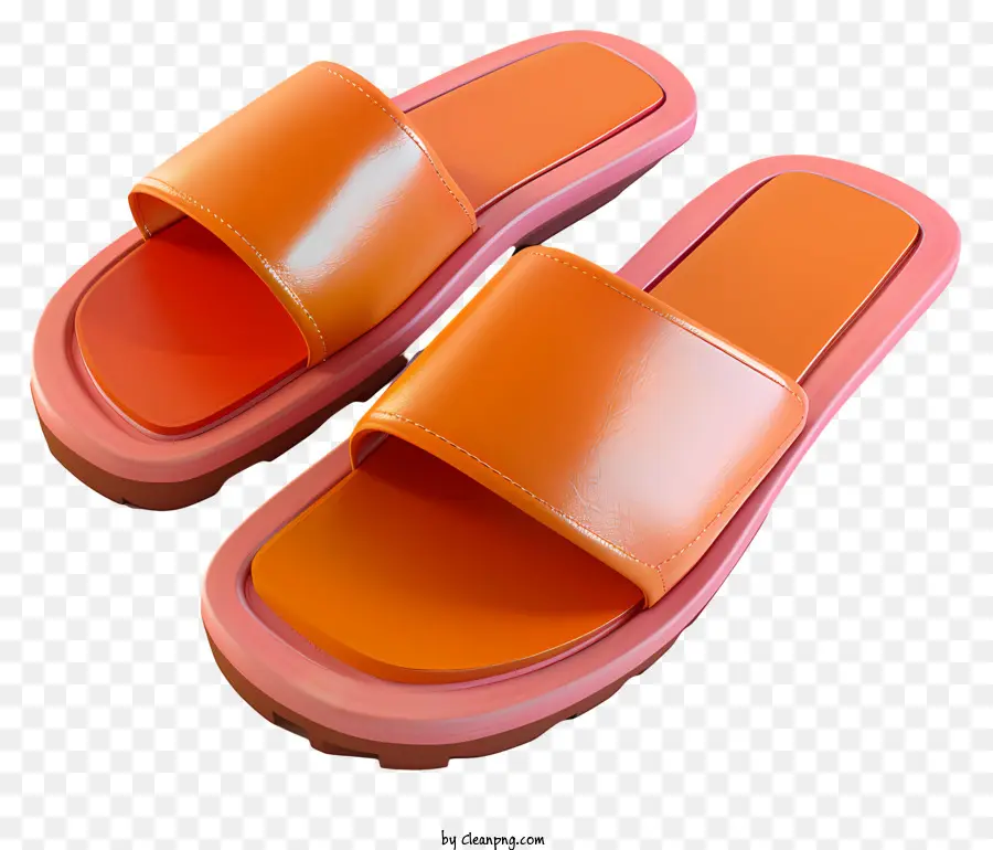 Da sandal da dép màu cam cao su đế bằng đế phía sau khu vực điều chỉnh dép - Dép màu cam thoải mái với dải đàn hồi có thể điều chỉnh