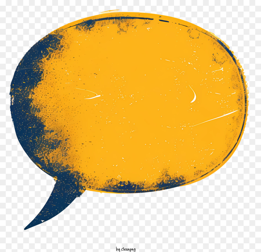 Sprechblase - Gelbe Sprachblase mit grungyblauen Oberfläche