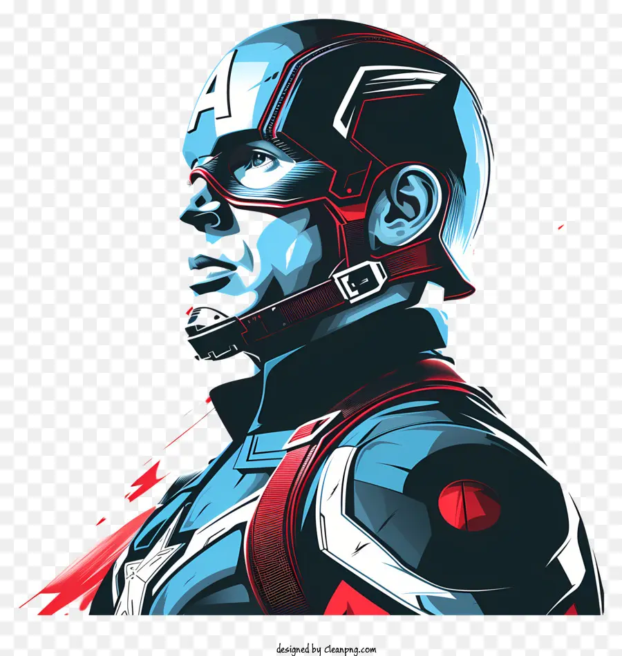 Capitano America - Persona in costume da supereroe con espressione seria