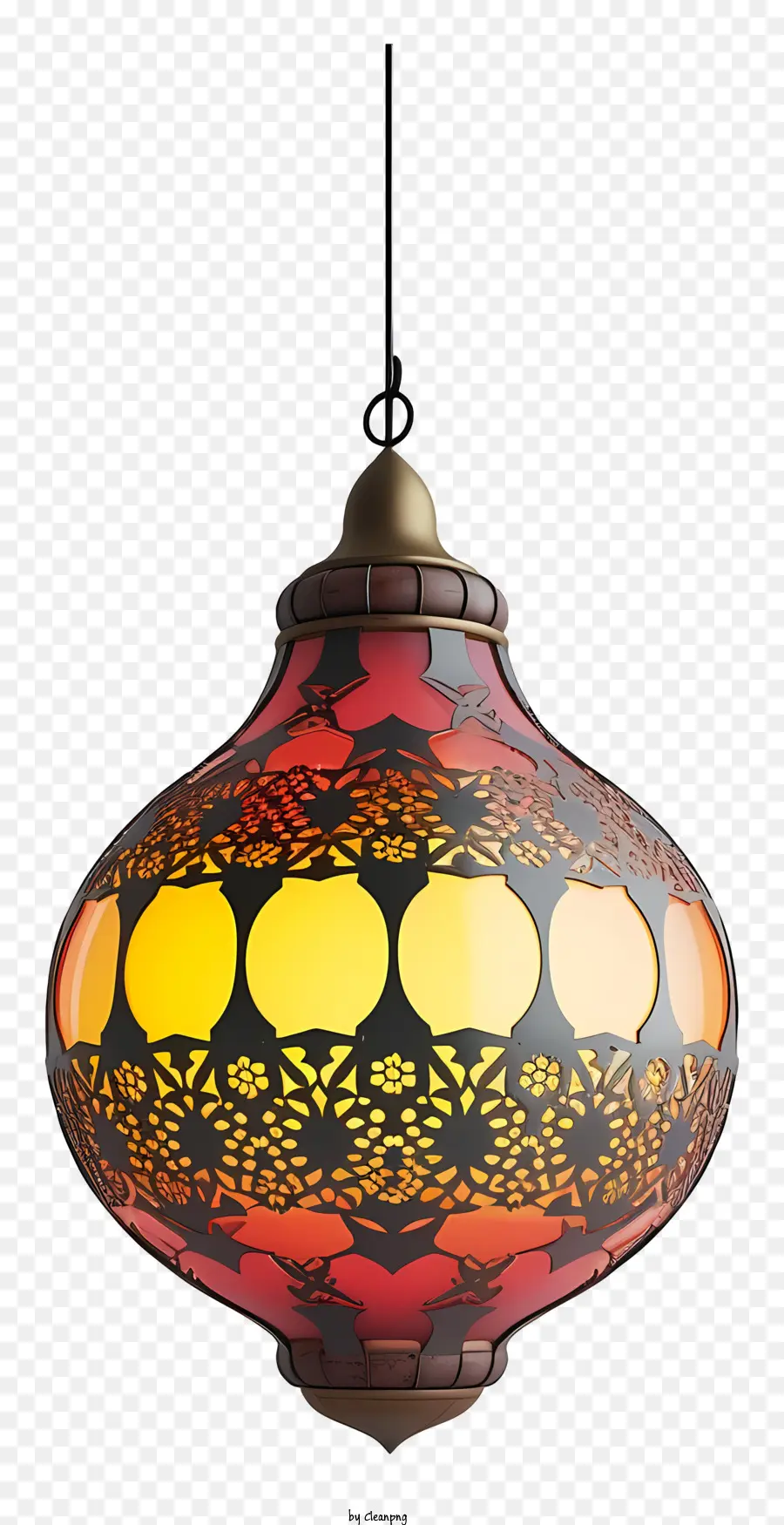 islamische Lampe - Farbenfrohe Glaslampe, die an der schwarzen Kette hängt