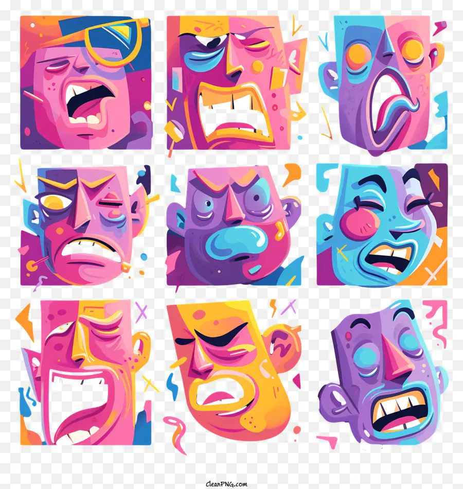 emotes paintings of faces emotional states anger disgust