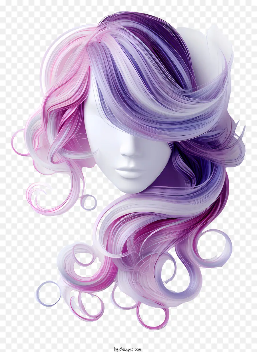 Haar Perücke lange lockiges Haar tief lila Haare dunkler Hintergrund dunkler Ton - Faszinierendes Bild von Frau mit lila lockigen Haaren