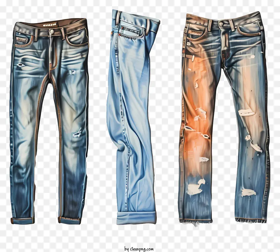 Jeans zerrissene Jeans Jeans in verschiedenen Farben Denim Jeans Destgierte Jeans - Drei verschiedene Farbsets von zerrissenen Jeans