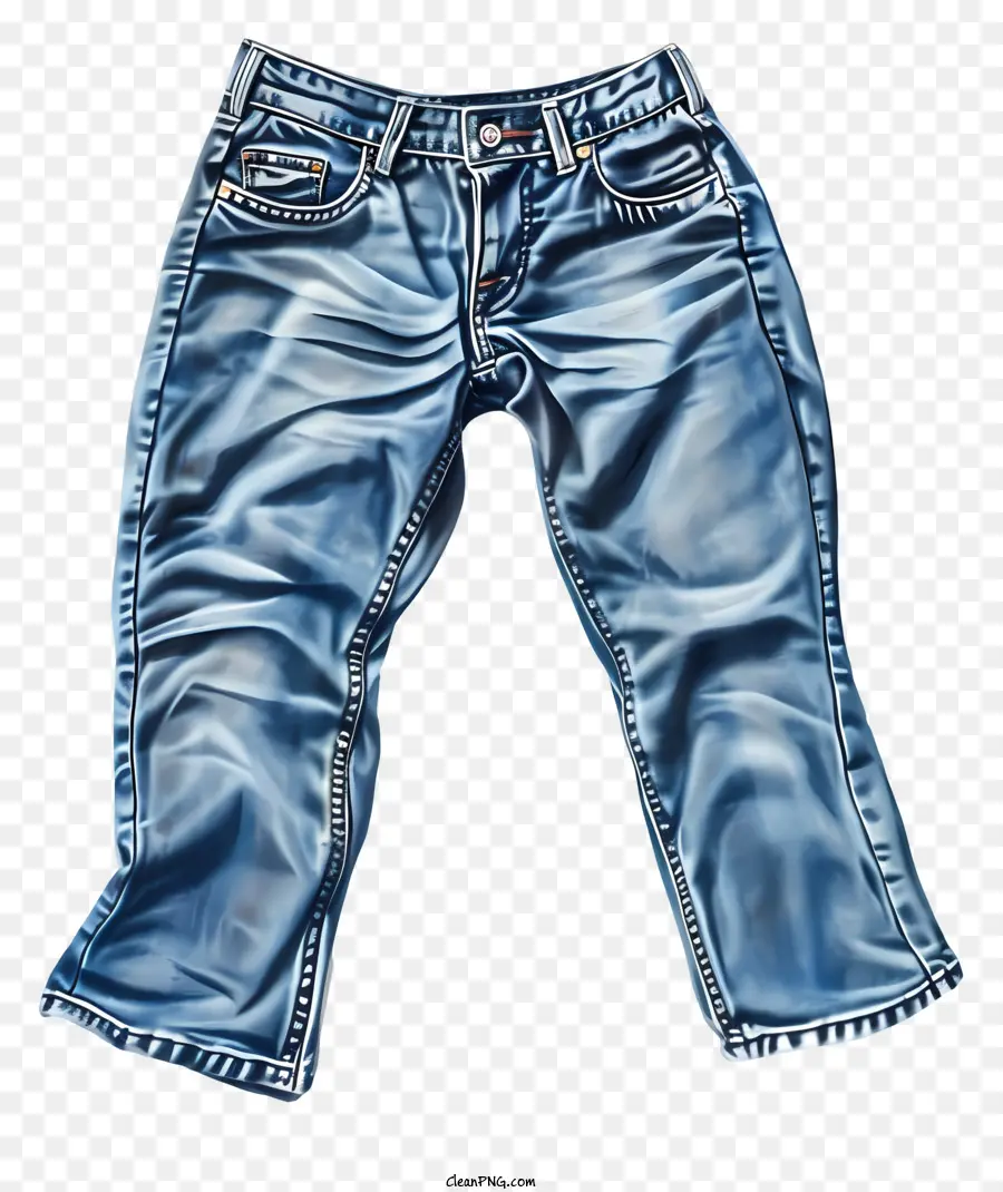 jeans jeans blu cucitura bordo sfilacciato ben consumato - Jeans blu usurati con bordi e buchi sfilacciati