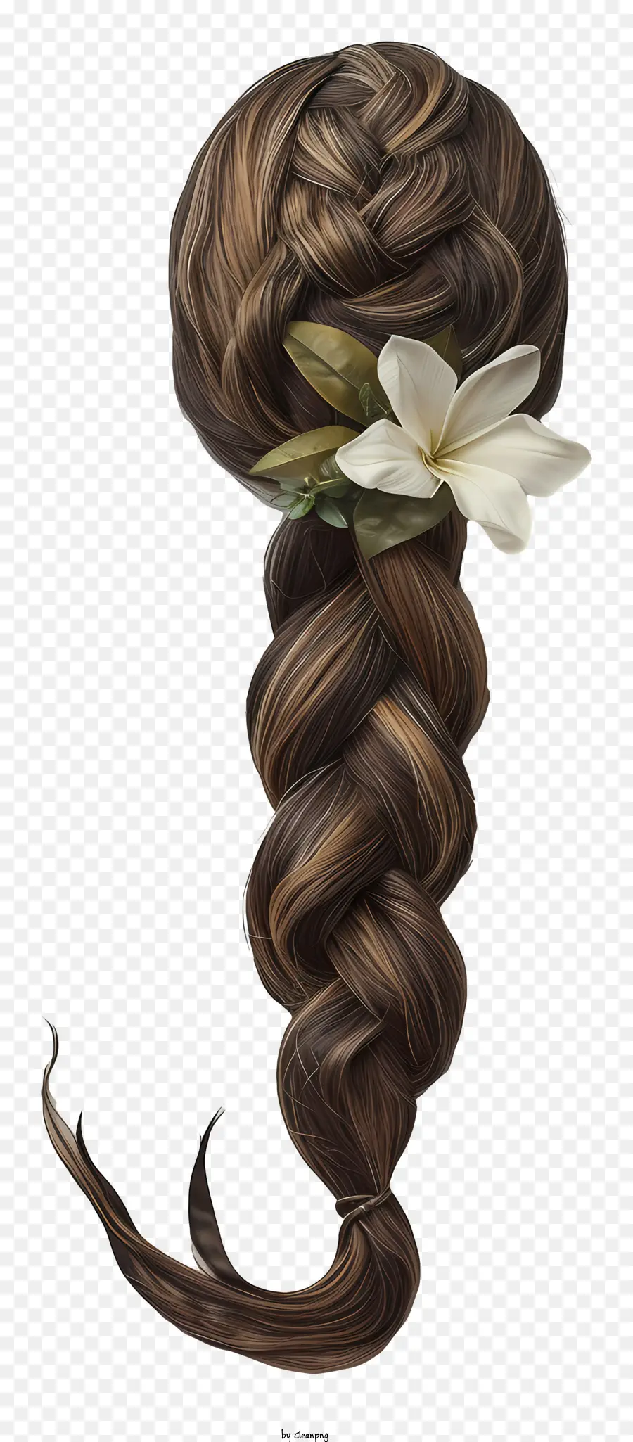 hoa trắng - Mái tóc bện của người phụ nữ với vật trang trí hoa trắng