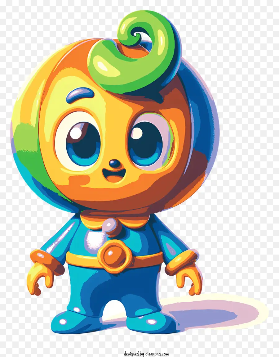 Cocomelon Cartoon Charakter Cartoon Charakter Rundkopf blaue Augen - Bunte Cartoon -Charakter mit rundem Kopf und Augen