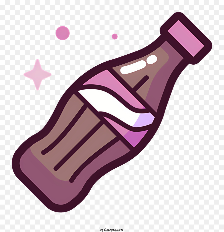 coca cola icon in vetro bottiglia rosa marrone stelle bianche - Bottiglia di vetro marrone con tappo rosa e stelle