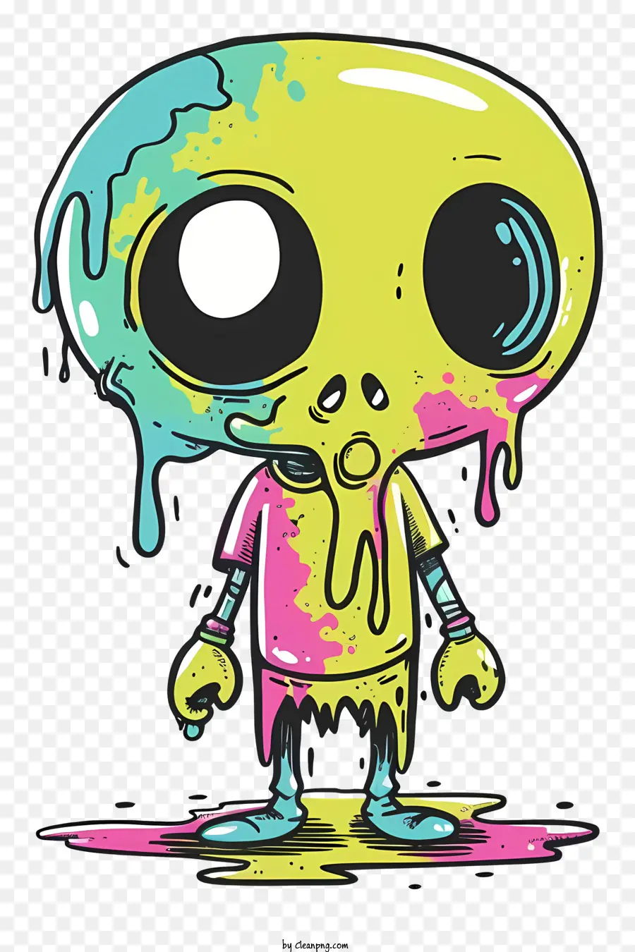 zombie cartoon illustration alien paint dripping green