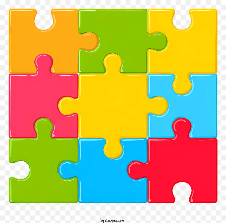 Puzzle Puzzle Stück Farben Bild Puzzle Blaues Puzzle - Vier farbenfrohe Puzzleteile bilden ein spielerisches quadratisches Bild