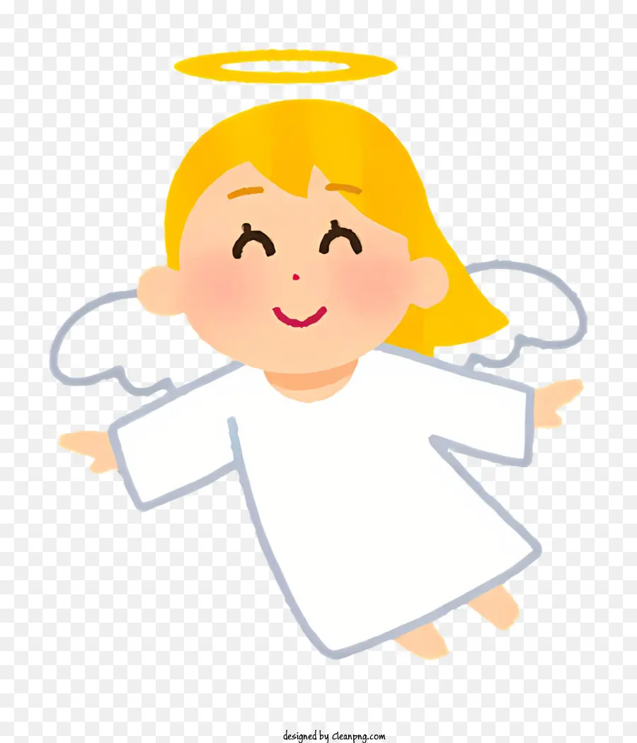 icon female angel blond hair long wings prayer position