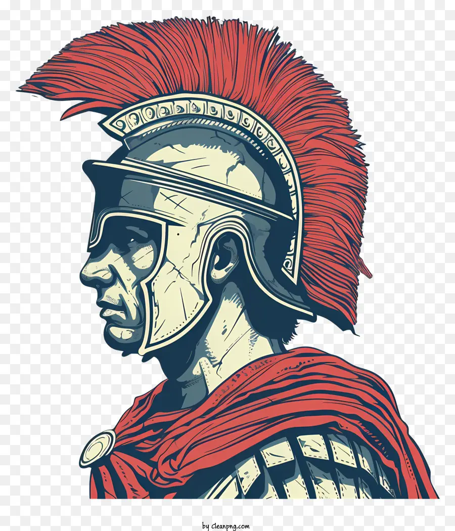Altes Rom -Soldat Römisch Soldat Helmhelm aus Haarraut Feder - Römischer Soldat bereit für den Kampf im Monochrom