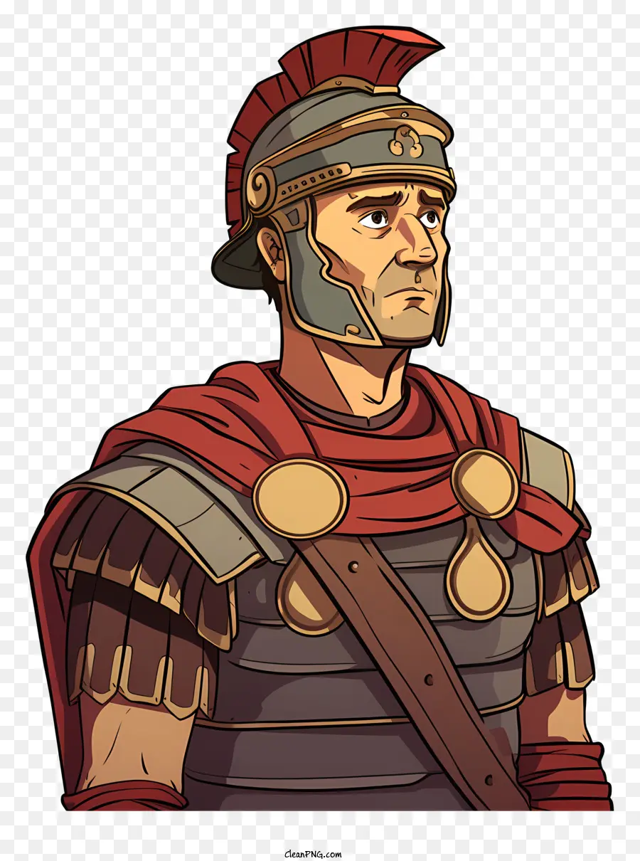 Halbmond - Cartoon Roman Warrior mit heftigem Ausdruck und Umhang