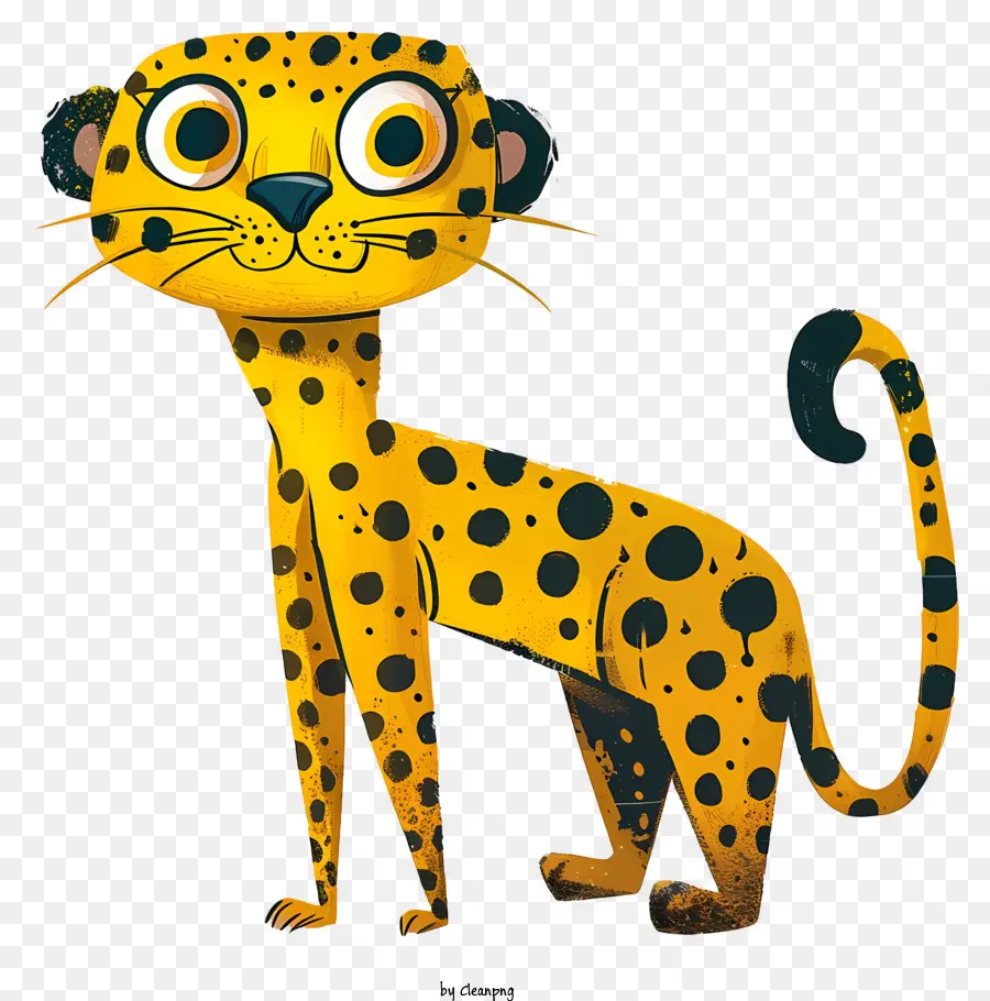 abstrakter Leopard -Cartoon Leopard Leopard mit Flecken große Augen Hinterbeine - Cartoon Leopard steht auf Hinterbeinen