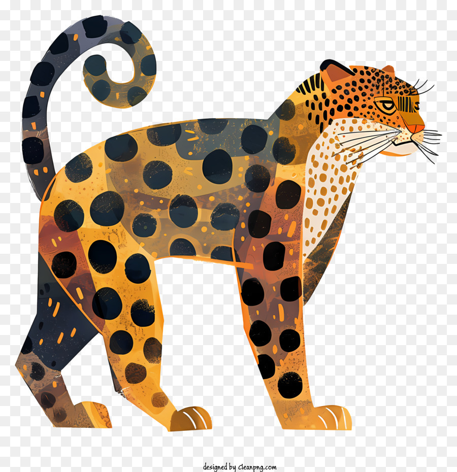 Zusammenfassung Leopard Leopard Dunkelbrauner Körperflecken Profilansicht - Illustration des ruhigen Leopards, der sich mit Flecken freut