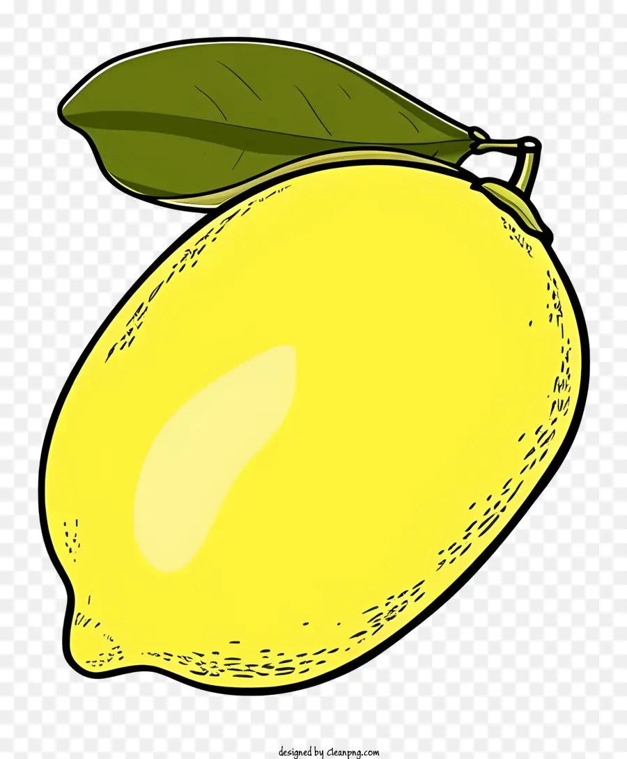 Zitronen -Zitronenschwarz -Weiß -Zeichnen gelbe Hautgrüne Blätter - Schwarz -Weiß -Zeichnung einer Zitrone