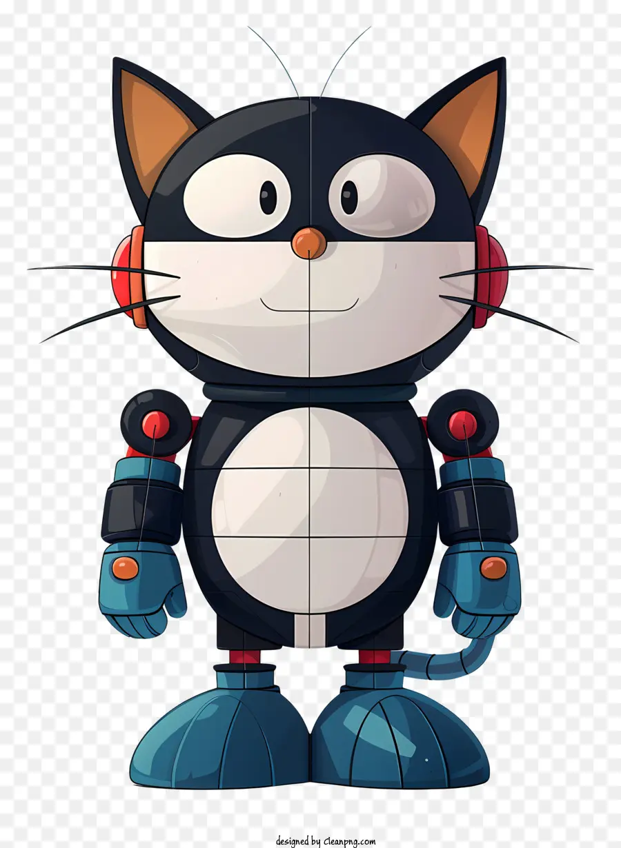 robot robot robot robot gatto robot black robot gatto robot dagli occhi rossi gatto grido robot gatto - Cat di robot cartoon pronto per l'azione nello spazio