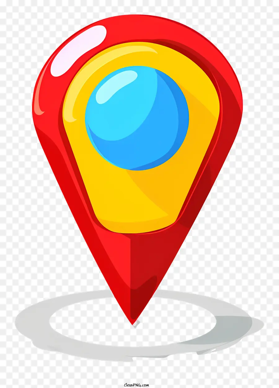 luogo simbolo - Pin rosso e giallo sul punto blu