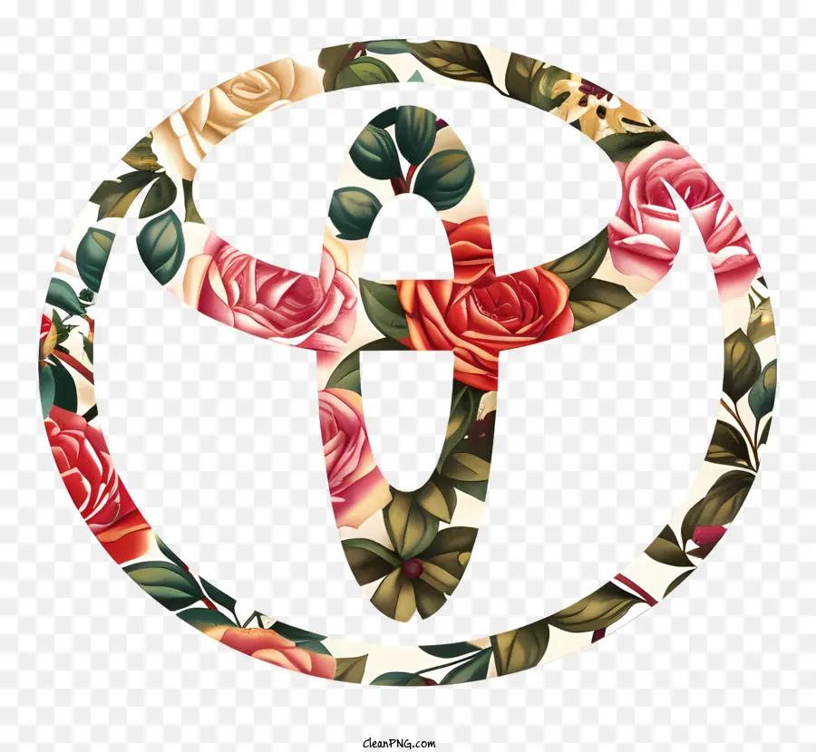 Toyota Logo - Blumendesign mit Rosen auf schwarzem Hintergrund