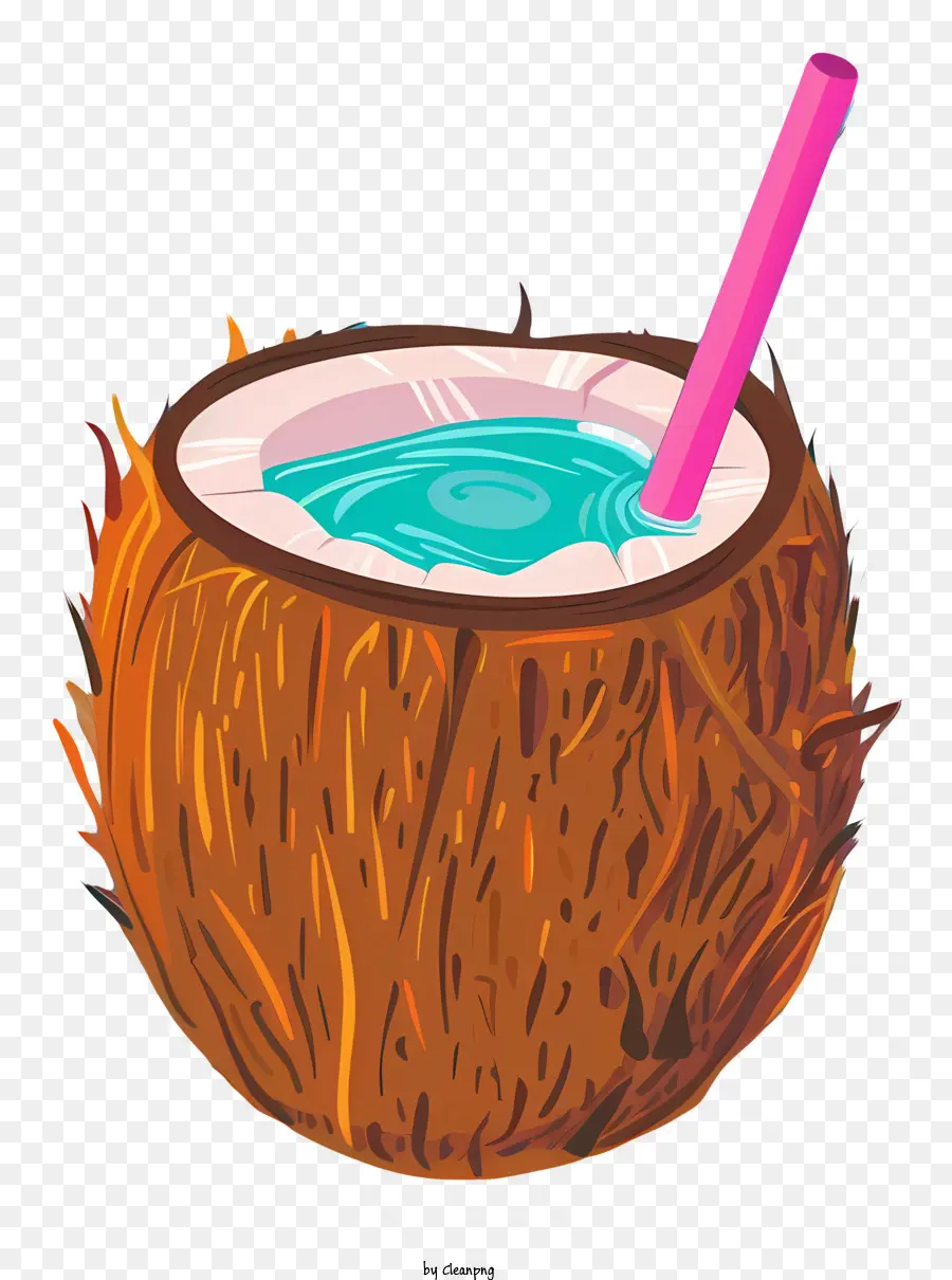 Đồ uống mùa hè - Đồ uống dừa nhiệt đới với ống hút hồng