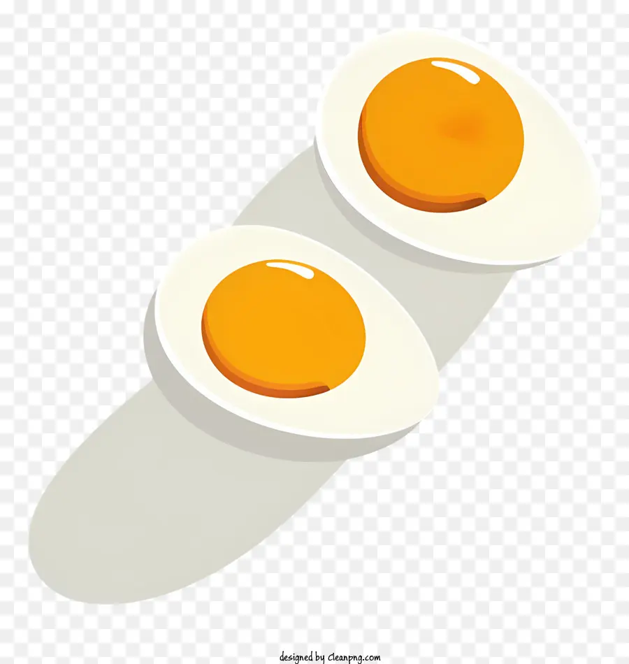 gekochte Ei hart gekochte Eier schwarzer Hintergrund ovaler Form durchscheinende Eigelb - Zwei hart gekochte Eier mit durchscheinendem Eigelb