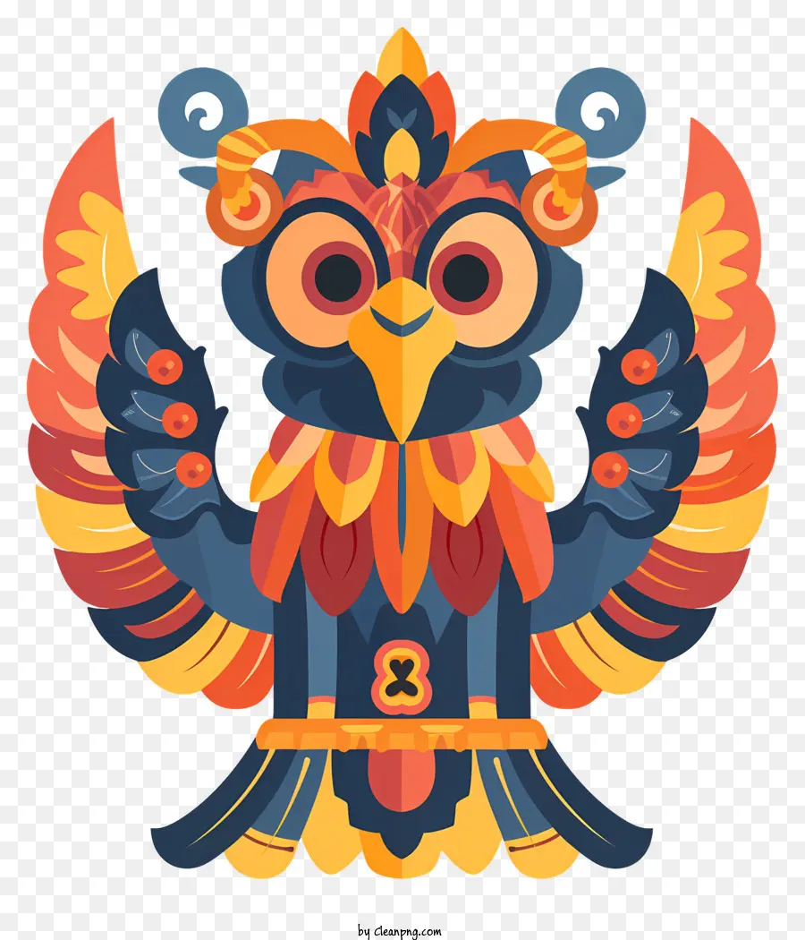 Garuda - Farbenfrohe Eule mit großen Flügeln und Schwanz