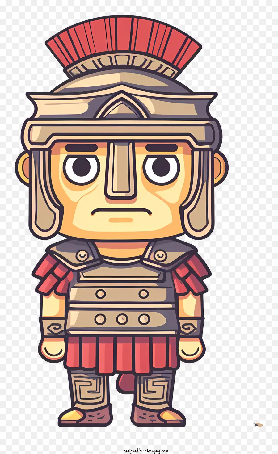 Antike Rom -Soldat Roman Warrior Cartoon Depiction Armor Helm - Cartoon Roman Warrior mit wütendem Ausdruck spricht