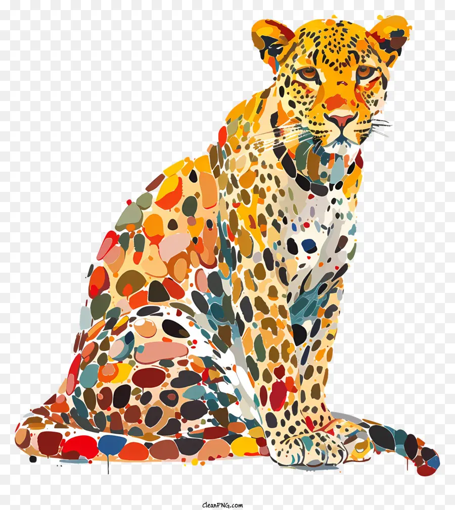 Zusammenfassung Leopard Leopard Malerei Leopardenkunst Stilisierte Leopard Tierkunst - Buntes Leopardenmalerei mit minimalen Details und stilisiert