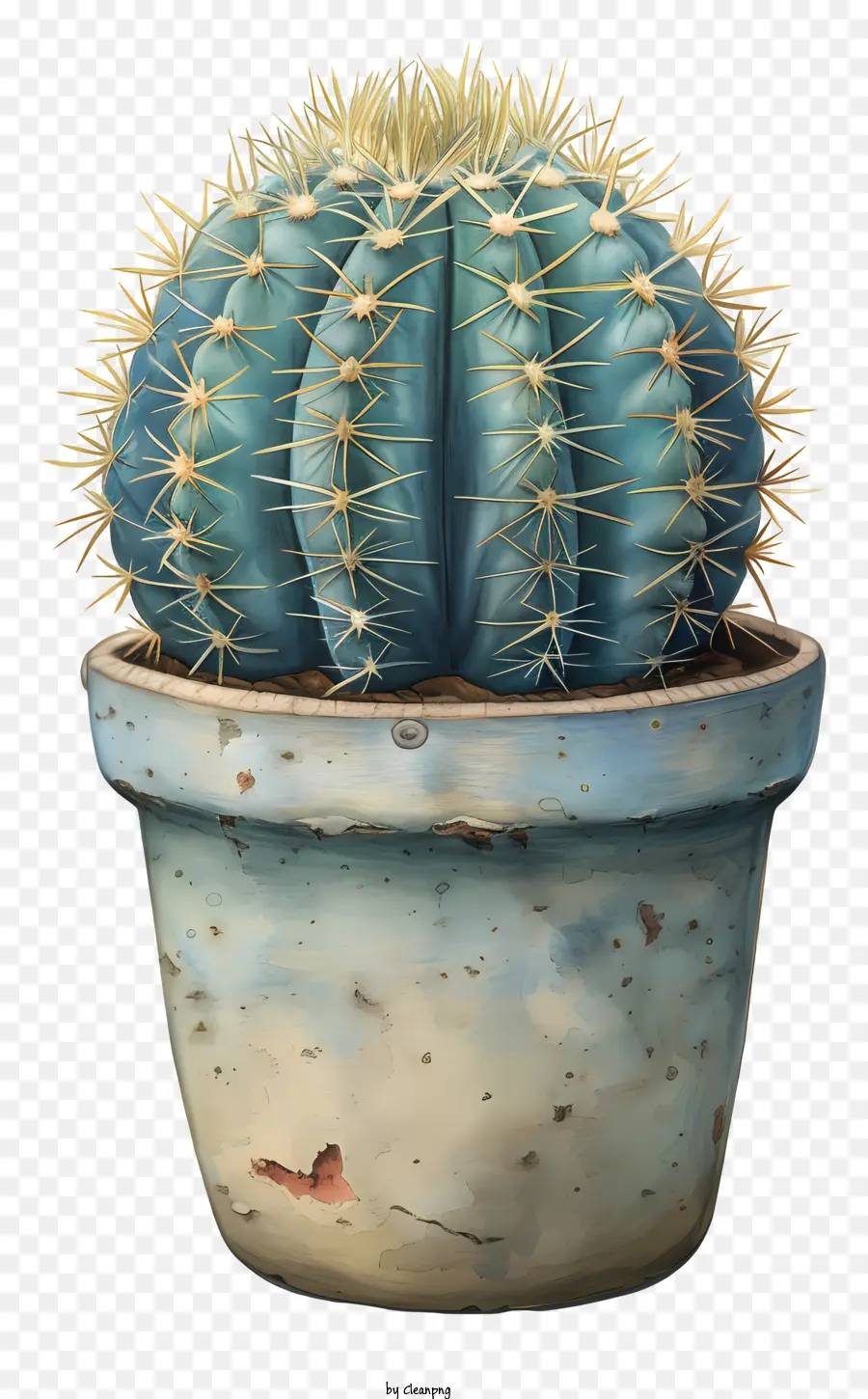 cactus - Piccolo cactus in pentola di argilla, stile ad acquerello