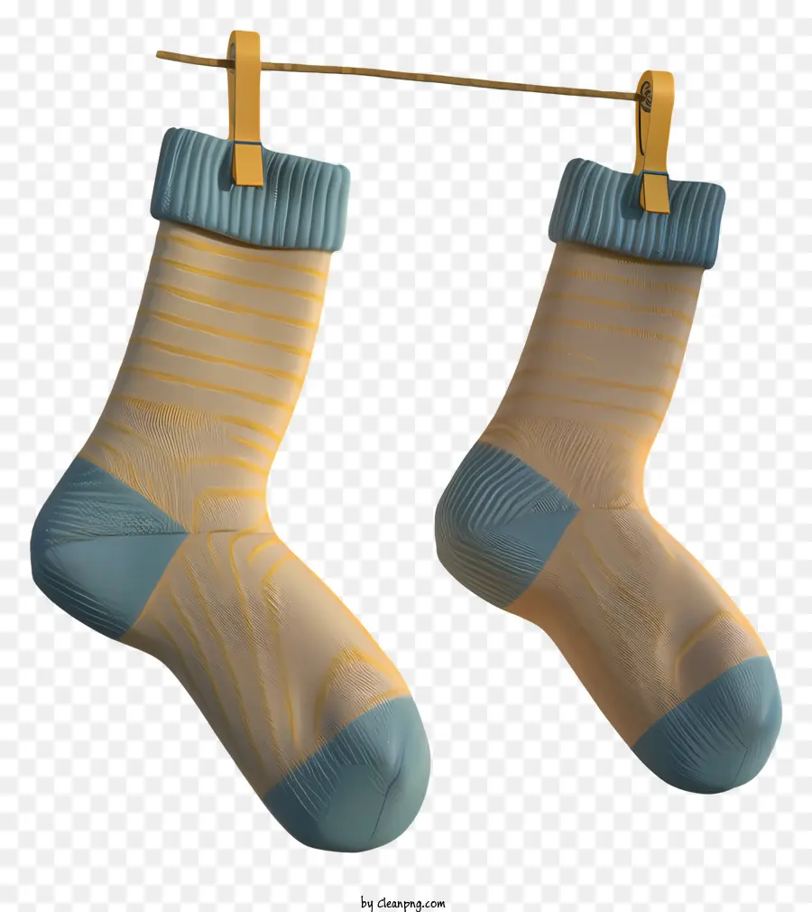 Hanging Socken Socken Wäscheleine hellblau gelb - Gestreifte Socken hängen zum trockenen, leuchtenden Farben