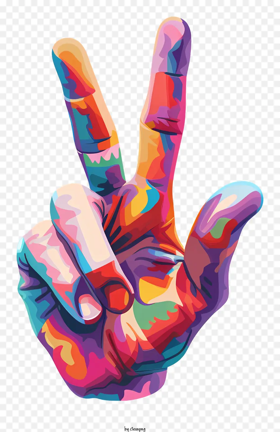 hand peace sign rainbow colors hand gesture symbol