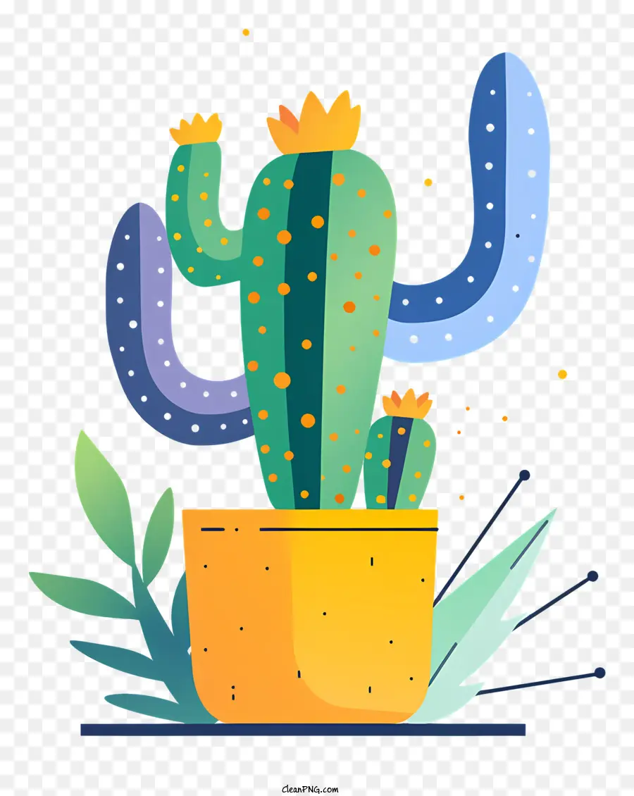 Kaktus - Zusammenfassung, lebendiger Kaktus mit umgebenden Blättern Bild