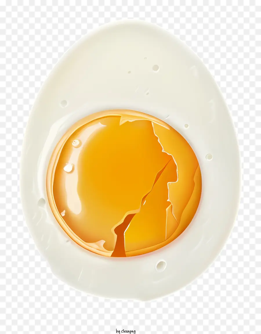 gekochtes Ei gebrochen - Gebrochenes Ei mit verschüttetem Eigelb, intakte Weiße