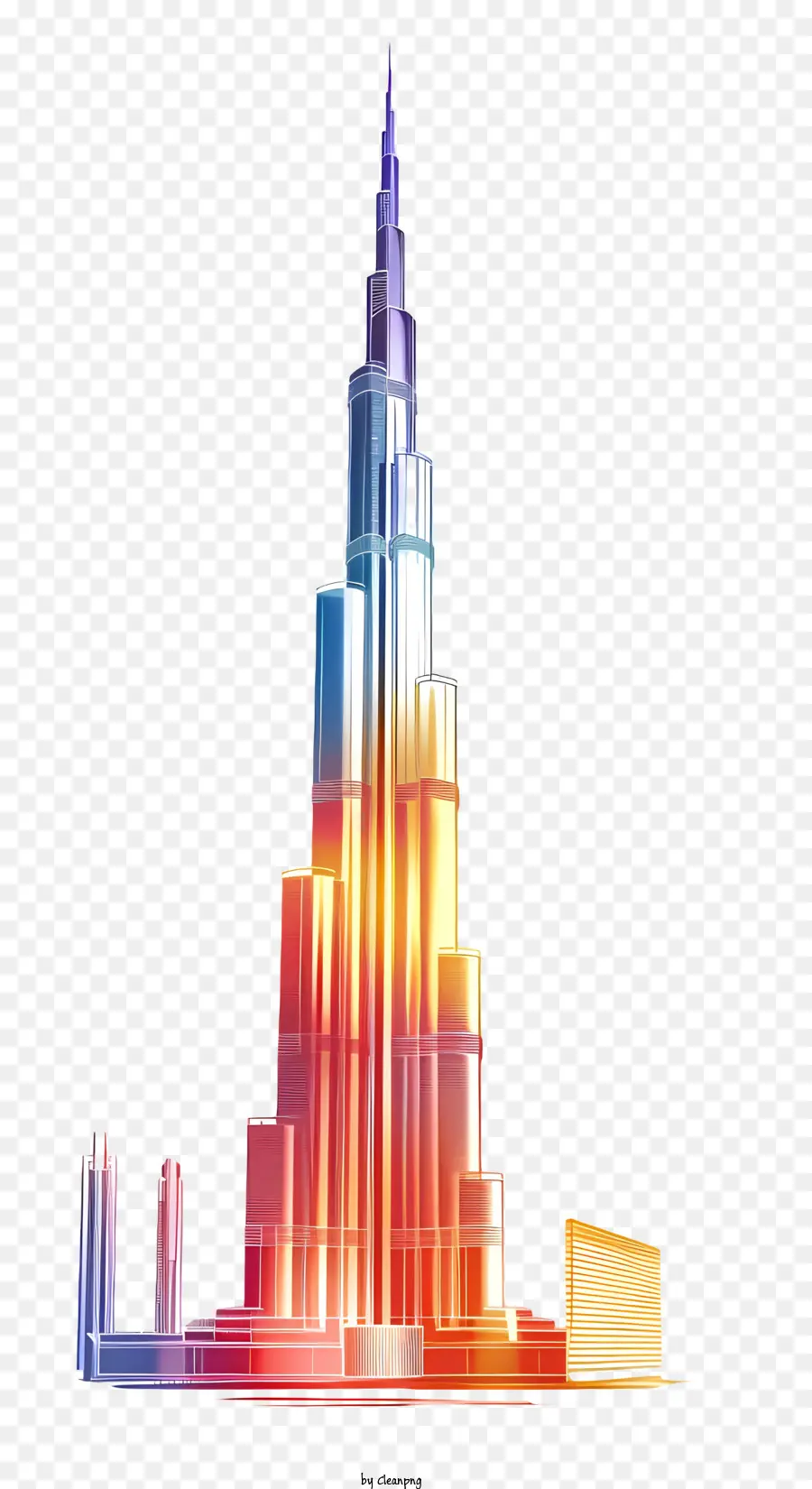Burj Khalifa Burj Khalifa Höchstes Gebäude der Weltmetallstrukturuhr oben - Lebendige, moderne Skyline der Stadt mit höchstem Gebäude