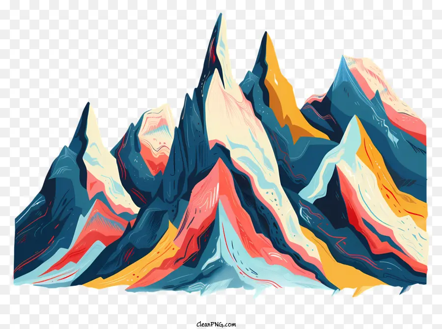 Berge Landschaft Täler abstrakte Farben Verschiebende Berge - Abstrakte farbenfrohe Berge mit sich verändernem Aussehen, dunkler Himmel