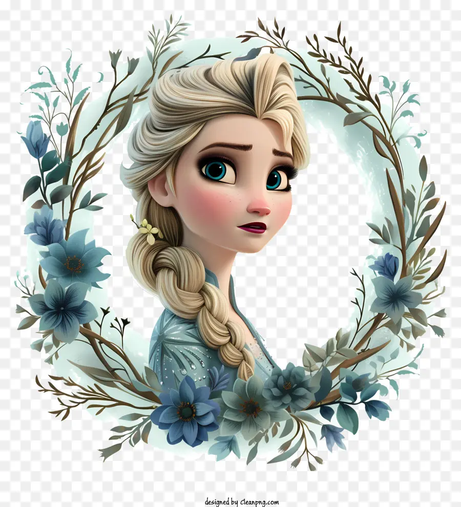 Disney Princess - Schöne blonde Frau mit blauen Augen und ruhigem Ausdruck