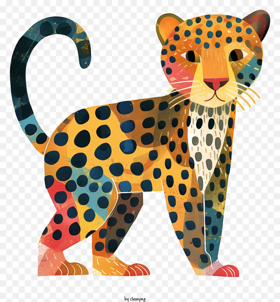 Tóm tắt Leopard Jaguar Face Face Mẫu nhiều màu - Cận cảnh jaguar với miệng mở, hoa văn đầy màu sắc